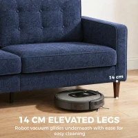 HOMCOM 3 Seater Sofa Button Tufted Upholstered Couch with Wood Legs for Living Room, Dark Blue(m-6)