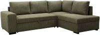 Canapé d'angle convertible réversible - 4/5 places - NIRVANA - Tissu velours cotelé Kaki - Coffre de rangement - 247 x 87 x 183 cm(m-1)