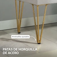 HOMCOM Banco Pie de Cama Tapizado en Lino Sintético con Patas de Acero y Asiento Acolchado Gris Claro(m-6)