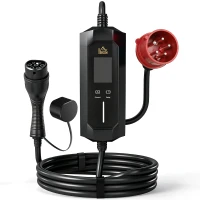 HOMCOM Mobile Wallbox 11kW 8m Typ 2 6–16 A 3-Phasig Ladekabel CEE 16A auf Typ 2 mit Einstellbarer Ladeleistung Startzeitvorwahl(m-1)
