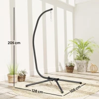 Outsunny Hanging Egg Chair Stand Only, Hammock Chair C-Stand with Hanging Chain, Black(m-3)
