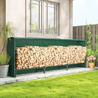 Outsunny Leñero de 1 m³ Regulable con Toldo Impermeable de PE y Metal 300x36x99 cm Negro y Verde Oscuro(m-10)