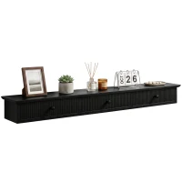 HOMCOM Shelf Wall-Mounted Storage Shelf Shelving Unit MDF 93 x 15 x 10 cm Entryway Kitchen Living Room, Black(m-14)
