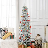 HOMCOM Árbol de Navidad artificial 180 cm árbol como real con 600 ramas densas, nieve artificial, apertura automática(m-6)