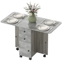 HOMCOM Multi-Storage Six-Person Drop Leaf Dining Table - Mixed Grey(m-11)