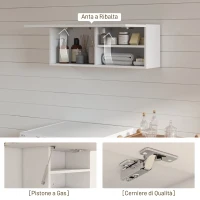HOMCOM Mobiletto Bagno Pensile con Anta a Ribalta e Ripiani, 80x25x30 cm, Bianco(m-6)