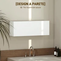 HOMCOM Mobiletto Bagno Pensile con Anta a Ribalta e Ripiani, 80x25x30 cm, Bianco(m-4)