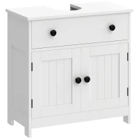 HOMCOM Dulap sub chiuvetă, modern și independent, cu balamale Soft-Close, sertar și 2 uși, Alb(m-1)