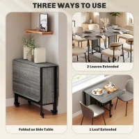 HOMCOM Six-Person Drop Leaf Dining Table - Grey/Black(m-4)