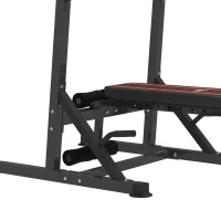 HOMCOM Estación de Musculación Plegable Altura Ajustable con Barra de Dominadas Banco Reclinable para Gimnasio Negro y Rojo(m-13)