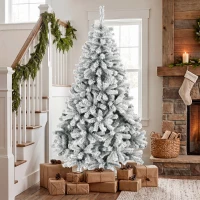 HOMCOM Verschneiter Weihnachtsbaum 230 cm mit 1000 schwer entflammbaren PVC-Spitzen gelenkige Zweige schneller Aufbau Grün und Weiß(m-4)