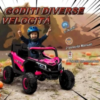 AIYAPLAY Macchina Elettrica per Bambini UTV 12V con Cintura, Telecomando, Sospensioni, USB, 3-7 km/h, 3-5 Anni, Rosa(m-4)