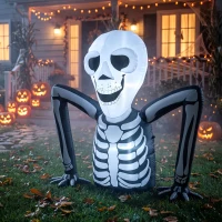Outsunny Inflatable Ground Crawling Skeleton, Scary Halloween Decoration with Built-in LED Lights for Indoor Outdoor Decor(m-14)