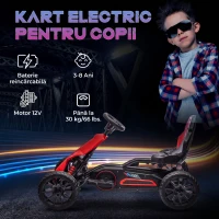 HOMCOM Go-Kart Electric pentru Copii 3-8 Ani, 3-5 km/h, Roșu(m-4)