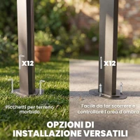 Outsunny Gazebo Pergola Retrattile 3x3 m con Tenda a Rullo e Fori di Drenaggio, in Acciaio e Poliestere Grigio Scuro(m-7)
