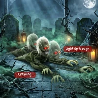 HOMCOM Halloween Decoration Halloween Animatronic Crawling Zombie with Light-Up Eyes and Creepy Sound(m-6)