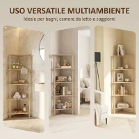 HOMCOM Scaffale Angolare a 5 Ripiani in Bambù, 41.5x21.5x114 cm, Legno(m-7)
