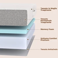 HOMCOM Materasso Pieghevole in Memory Foam 195x120cm, Altezza 10 cm, Rivestimento Lavabile, Grigio(m-4)