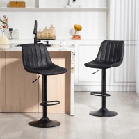 HOMCOM Set of 2 Leathaire Tub Bar Stools - Black(m-10)