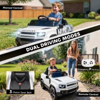 AIYAPLAY Land Rover Licensed 12V Kids Ride on Car with Remote, Suspension, Slow Start, 3 Speeds, Lights, Music, Horn, White(m-7)
