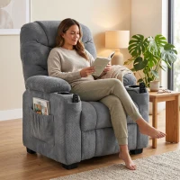 HOMCOM Elektrischer Relaxsessel mit Massage & Wärme, leisem Motor und Memory-Funktion, Dunkelgrau(m-6)
