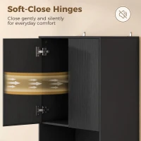HOMCOM 170 cm Kitchen Pantry Cabinet, Freestanding Storage Cabinet with Soft-Close Hinges, Black Wood Effect(m-5)