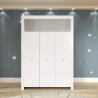 Chambre bébé Trio : Lit 70 x 140 cm + Commode a langer + Armoire OLIVIA - Blanc - TREND TEAM(m-2)