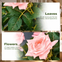 Outsunny Artificial Plants Pink Rose Floral in Pot, Fake Plants for Home Indoor Decor, 90cm(m-4)