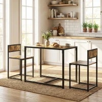 HOMCOM 3 Piece Table Stool Set - Rustic Brown(m-10)