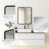 HOMCOM Rectangular Wall Mirror with HD Glass - Black(m-6)