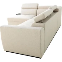 Canapé d'angle convertible réversible - 4/5 places - KELIO - Tissu Beige - 3 tétieres - 245 x 184 x 77/87 cm(m-5)