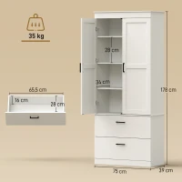 HOMCOM Mobile dispensa da cucina country con ripiani regolabili e 2 cassetti, bianco crema(m-3)
