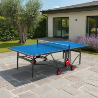 Table tennis de table - SPONETA - S3-87e - Pliable - Usage extérieur - Filet + rangements + roues multi-directionnelles - Bleu/noir(m-3)