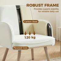 HOMCOM Lounge Chair Velvet Upholstered Armchair with Spring Cushion for Living Room Bedroom Cream White(m-5)
