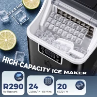 HOMCOM 3.2L Compact Ice Machine, with LCD Screen and Accessories - Black(m-4)