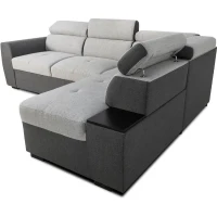 Canapé d'angle convertible réversible - 4/5 places - KELIO - Tissu Anthracite/Gris - 3 tétieres - 245 x 184 x 77/87 cm(m-3)