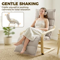 HOMCOM Curved Wooden Accent Chair, Armchair with Adjustable Footrest, Light Brown(m-6)