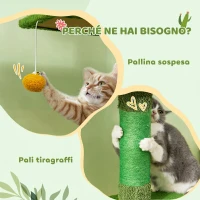 PawHut Albero Tiragraffi per Gatti 5 kg a Soffitto Alto 230-275 cm con Amaca, Casetta, Piattaforme, Verde(m-8)
