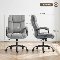Vinsetto Scaun de Birou Ergonomic din Material Tip In, 220 kg, Rotativ, Reglabil pe Înălțime, Gri Deschis(m-3)