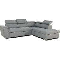 Canapé d'angle convertible réversible avec coffre - 5 places - DAYTONA - Tissu gris - 260 x 77 / 94 x 216 cm(m-1)