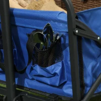 Outsunny Carrello da Giardino 62L Pieghevole con Maniglia Regolabile, in Metallo e Tessuto Oxford, 76x48x86 cm, Blu(m-9)