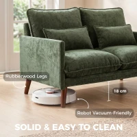HOMCOM 2 Seater Sofa, Loveseat Sofa with Spring Cushions, Wide and Deep Seat, Wood Legs, Green(m-6)