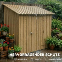 Outsunny 12 Stück Trapezblech 129x45cm 7m² Verzinkt Dachblech 0,25 mm Wetterfest Profilblech Naturholz(m-6)