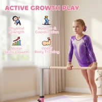 HOMCOM Height Adjustable Gymnastics Horizontal Bar for Kids, Children Junior Kip High Bar Fitness, Pink(m-7)