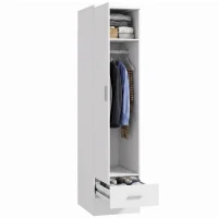 HOMCOM Armadio Con Asta Appendiabiti E Cassetto, Porta Abiti, Bianco(m-10)
