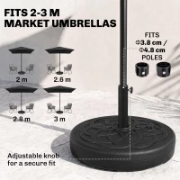 Outsunny Garden Parasol Base Holder, Outdoor Market Umbrella Stand Weight with Built-In Handle, 25kg Water or 35kg Sand Filled, Black(m-4)