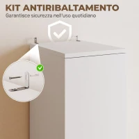HOMCOM Armadio Con Asta Appendiabiti E Cassetto, Porta Abiti, Bianco(m-5)