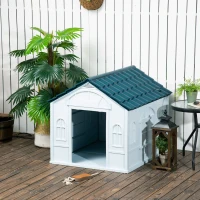 PawHut Niche pour Chien Extérieur avec Toit en Pente et Porte Avant Ouverte, pour Chiens Moyens et Grands, 84,2x98,2x82cm, Bleu(m-10)