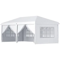 Outsunny Carpa Plegable 5,85x2,95x2,7 m con 4 Paneles 4 Ventanas 2 Puertas 1 Bolsa Anti-UV y 12 Orificios de Drenaje Blanco(m-1)