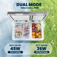Outsunny 55L Compressor Car Fridge Freezer, Dual Zone Camping Refrigerator with App Control, Grey(m-5)